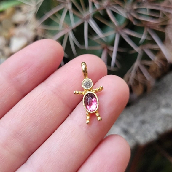 Vintage Pink Purple Birthstone Boy Crystal Charm Pendant - Picture 6 of 8